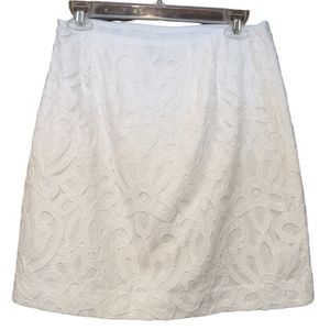 NWT Ann Taylor LOFT Womens White Floral Lace Side Zip Pencil Mini Skirt …
